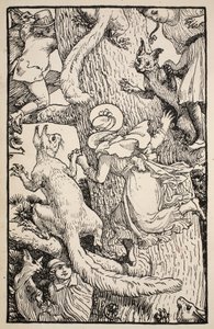 子供たちは動物とすべてのクリスマスツリーを登りました。 作： Walter Crane